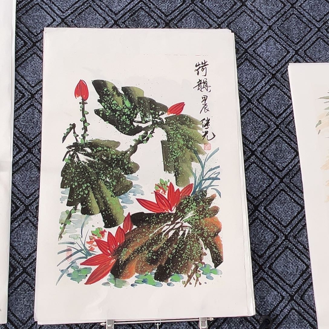 国画戴继光老师四尺三开花鸟奇