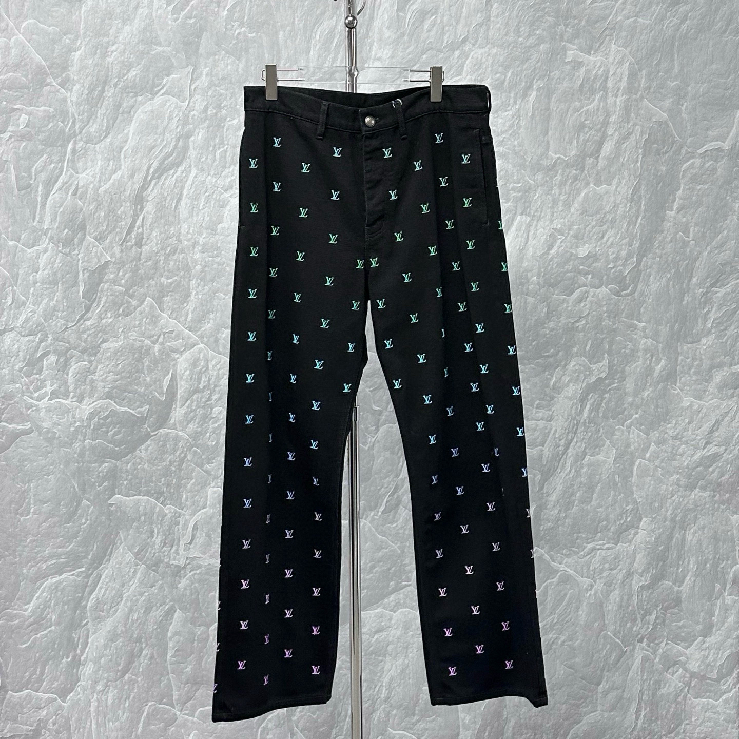 未使用 LouisVuitton/路易威登 FW25 刺绣满印渐变长裤30码O00039