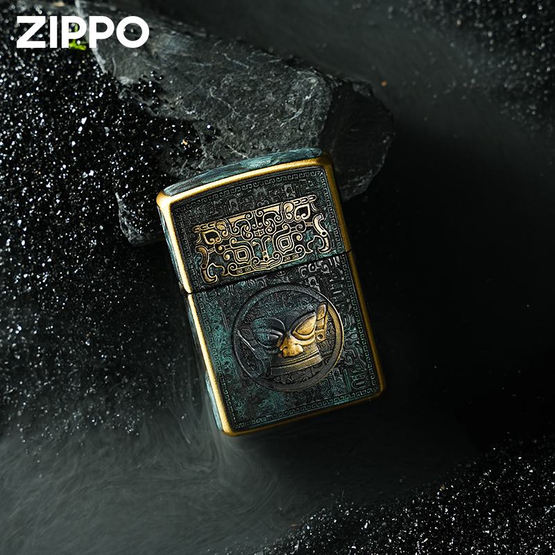 ZIPPO/之宝打火机青铜三星堆贴章经典复古款官方正品打火机送人款