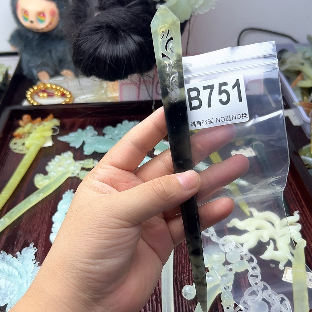 合金蛇纹石玉发饰玲***3