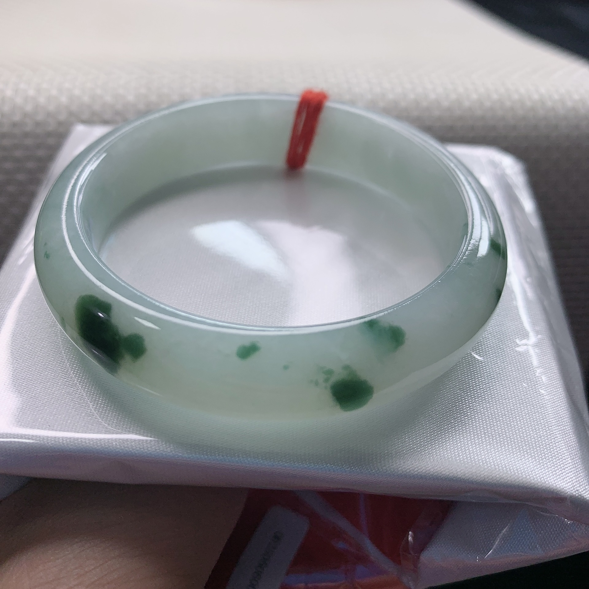 细糯冰飘花51圈正圈玉镯小圈口福利时尚百搭天然A货翡翠手镯12441