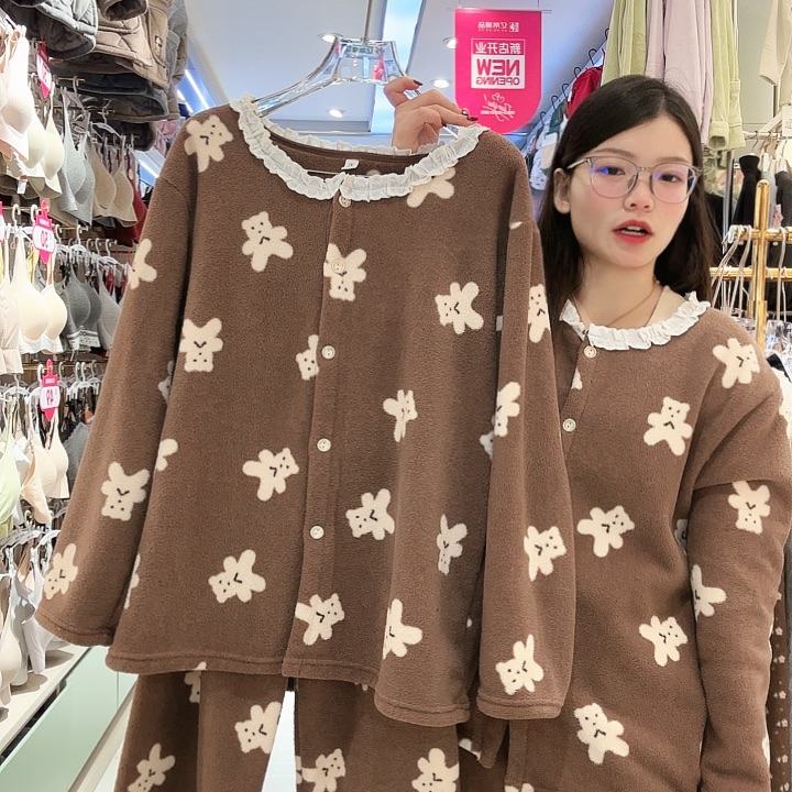 棕色小熊戴花边2XL
