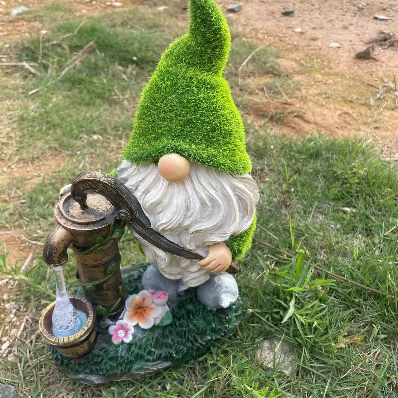 太阳能植绒压水泵地精户外别墅草坪花园庭院阳台装饰造景装饰氛围