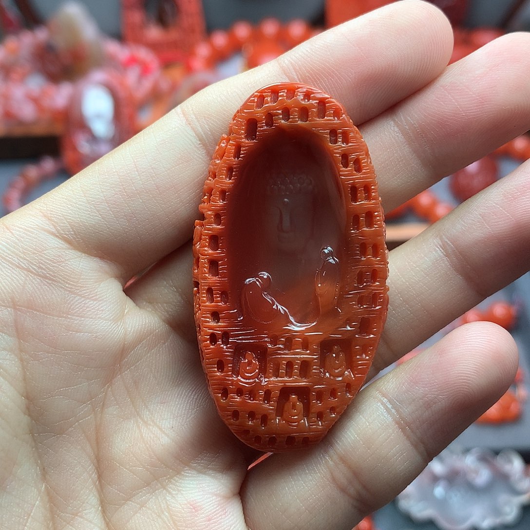 南红玛瑙1未镶嵌佛窟牌子