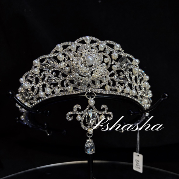 6988新娘皇冠主纱头纱高级感奢华大气婚礼结婚发饰新款生日复古