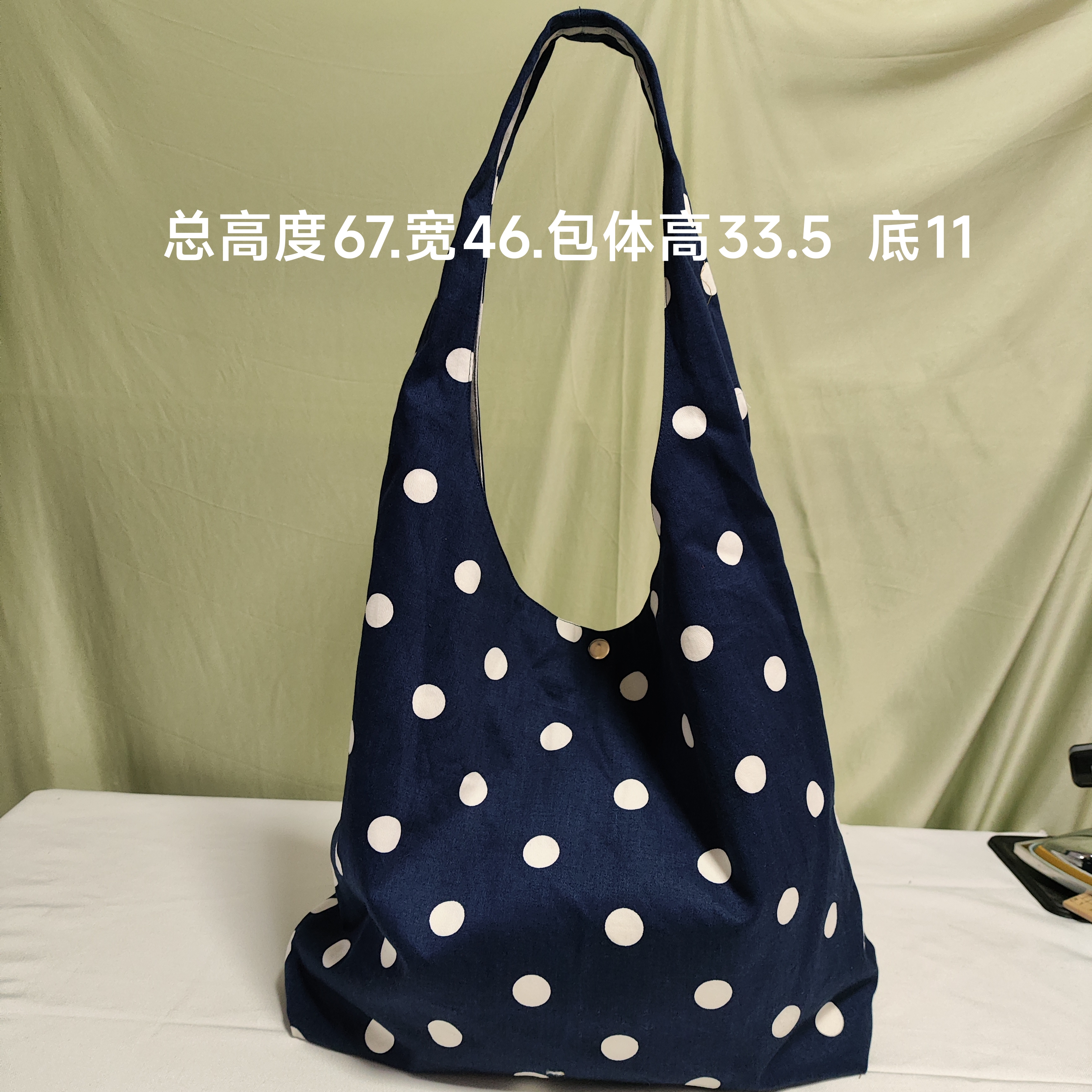 针实手工自制棉波点大容量时尚单肩腋下背心布包