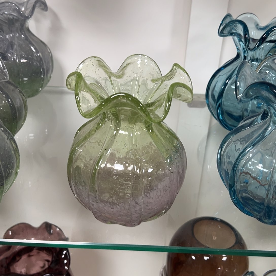 琉璃高16绿紫双拼琉璃花器