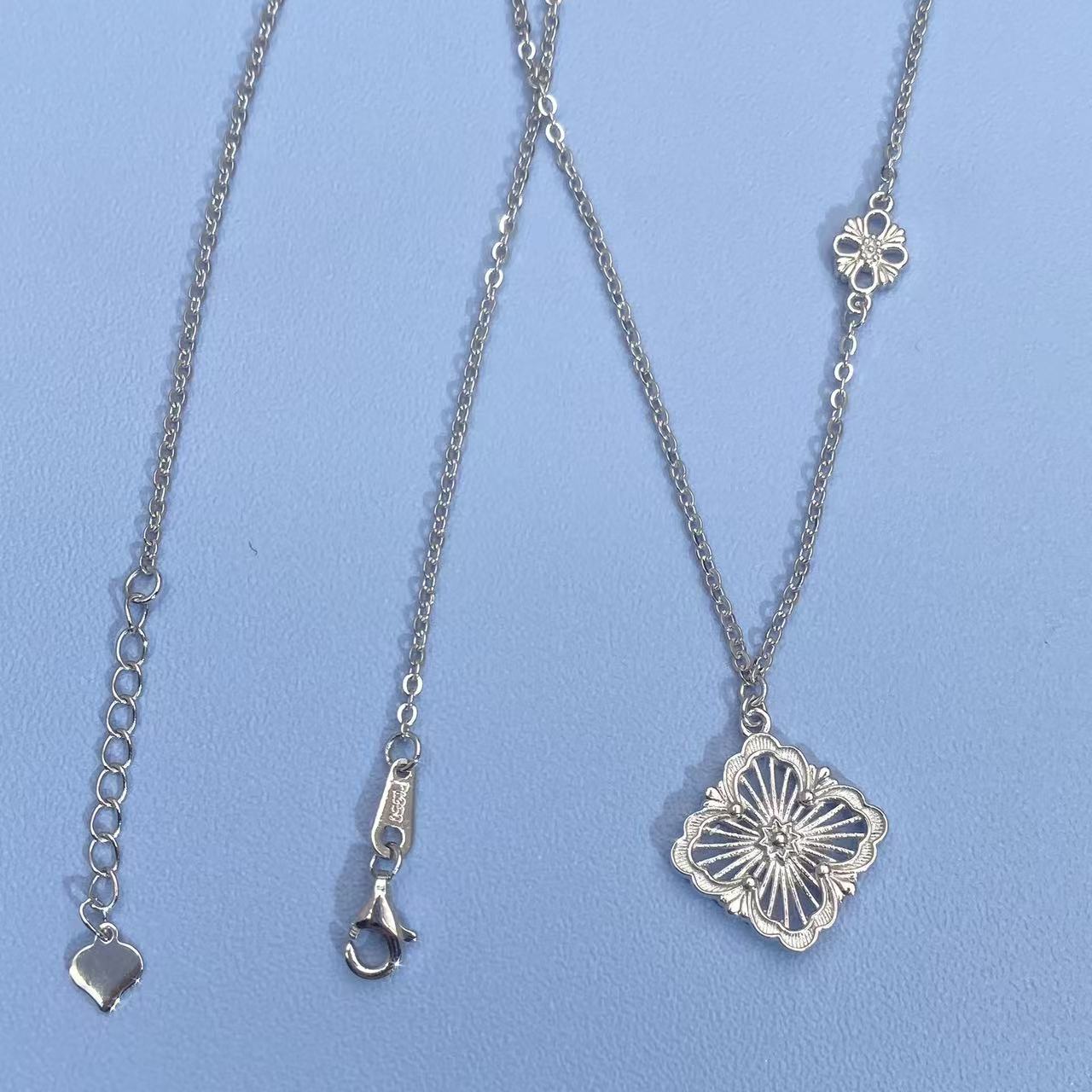 铂金PT950布布四叶草套链个性时尚百搭气质轻奢简约爆闪