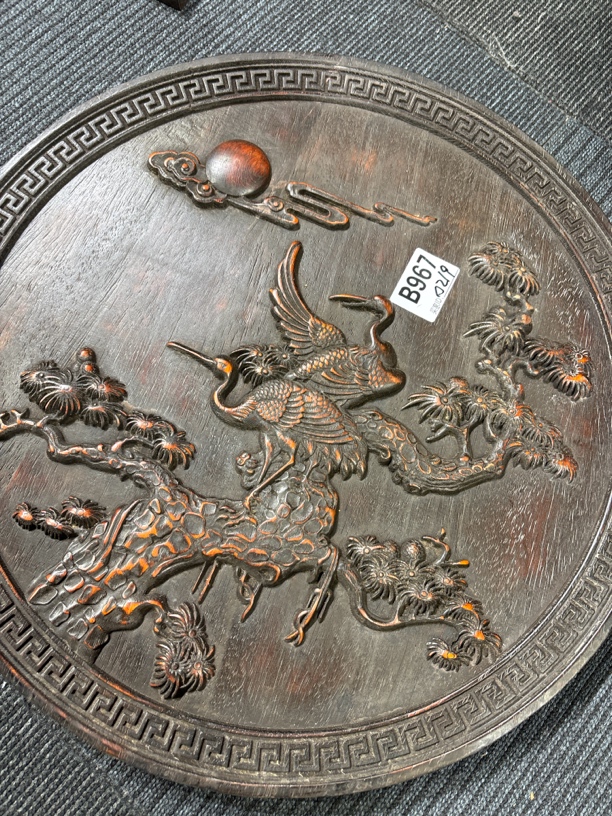 B967紫檀木圆盘大松鹤延年