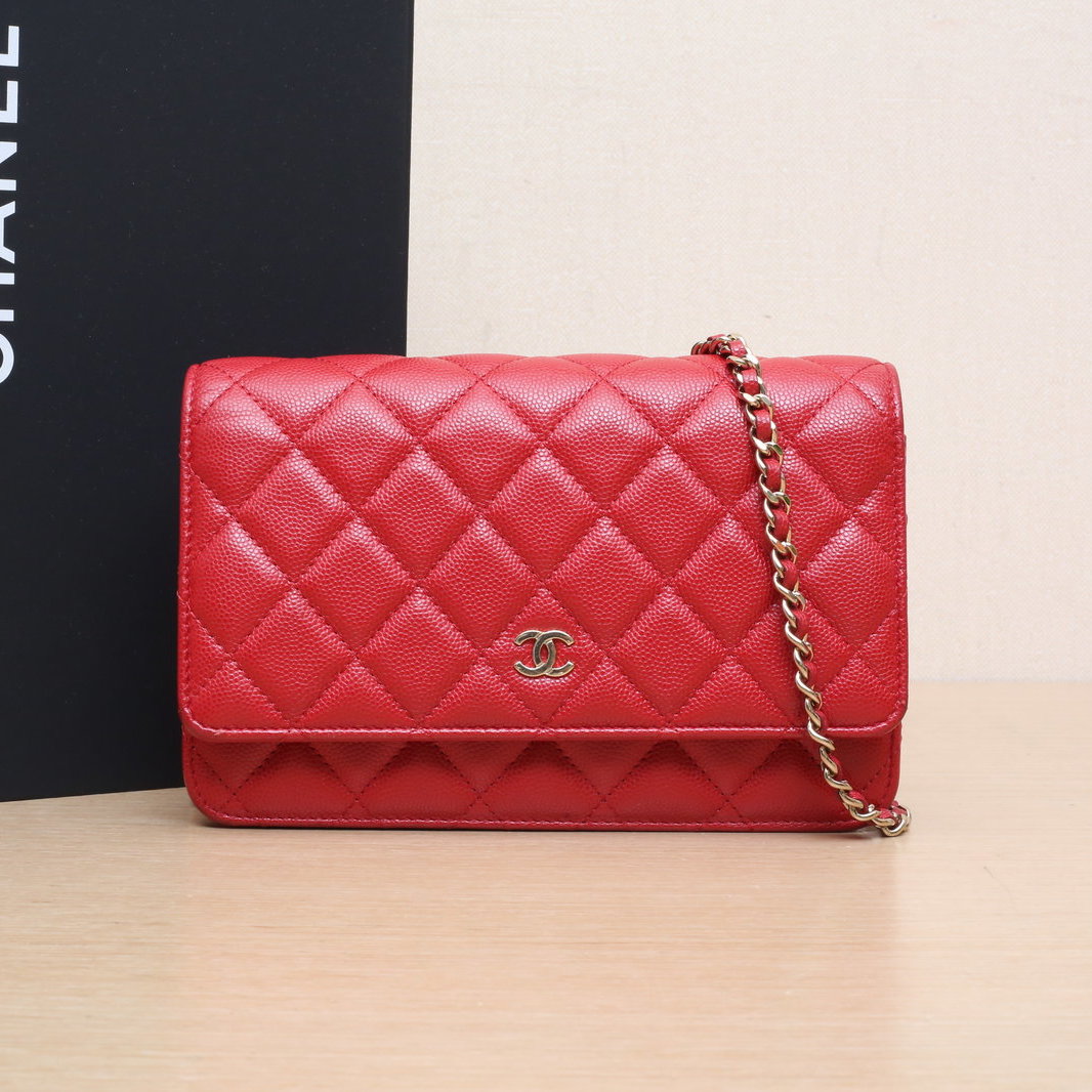 95新 Chanel/香奈儿 【娇】CF WOC 19cm 红色 荔枝皮革C 400296