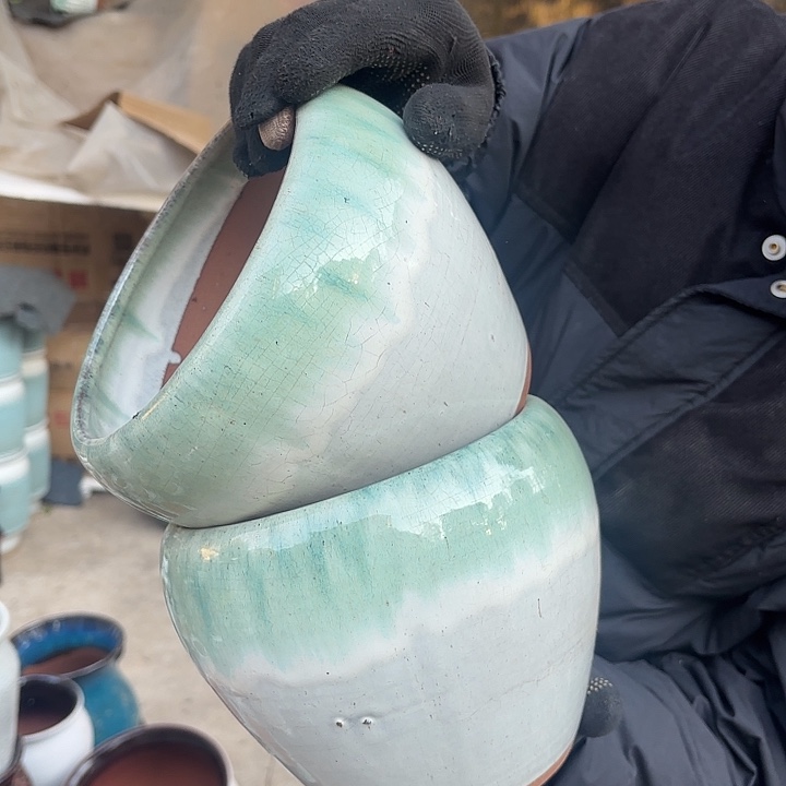 红陶微瑕两个口径18高度16