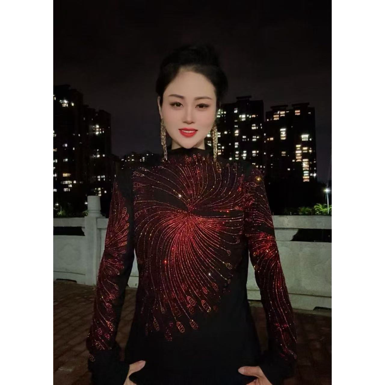 【香香爆款802#加绒】打底衫女内搭秋冬时尚烫钻上衣修身显瘦