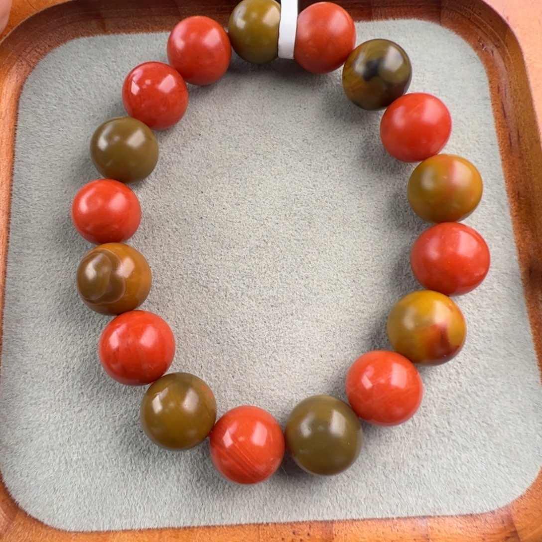 南红玛瑙未镶嵌（巧家包浆圆珠12mm多样性发一