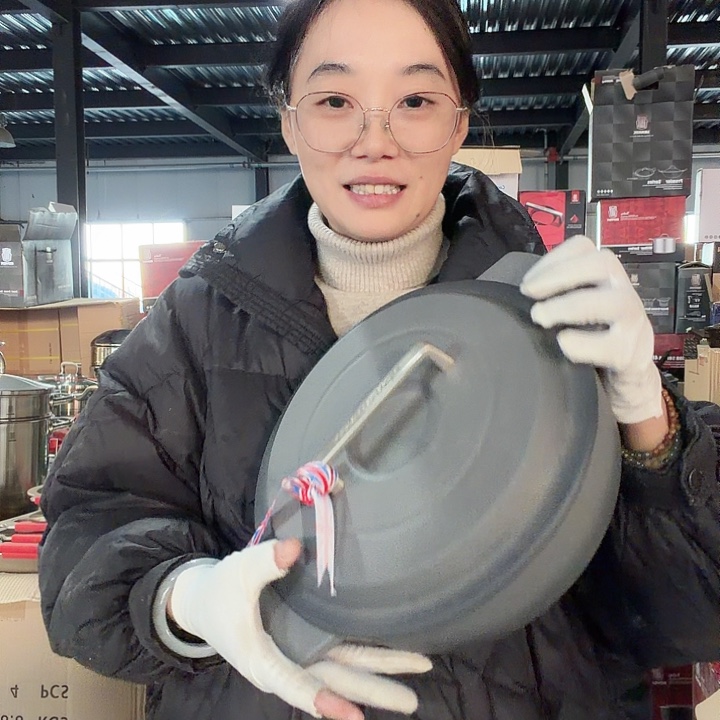 18-10不锈钢海鲜珐琅灰26平底