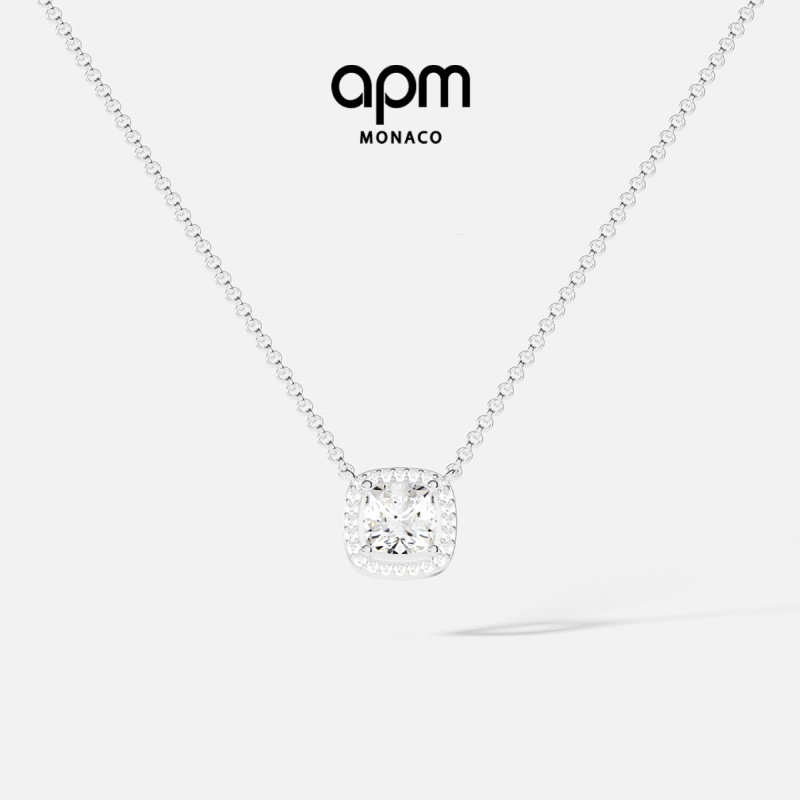 APM Monaco小码方形银白色方糖项链明星同款饰品ins精致小饰品