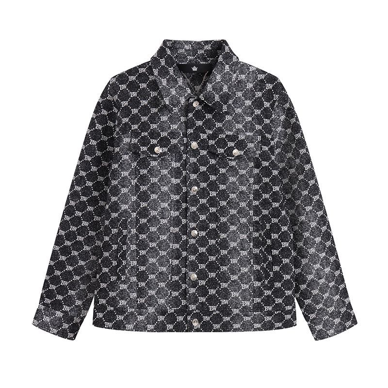 风【刚子专属】2025年春秋季重工洗水提花渐变男士外套(6826)