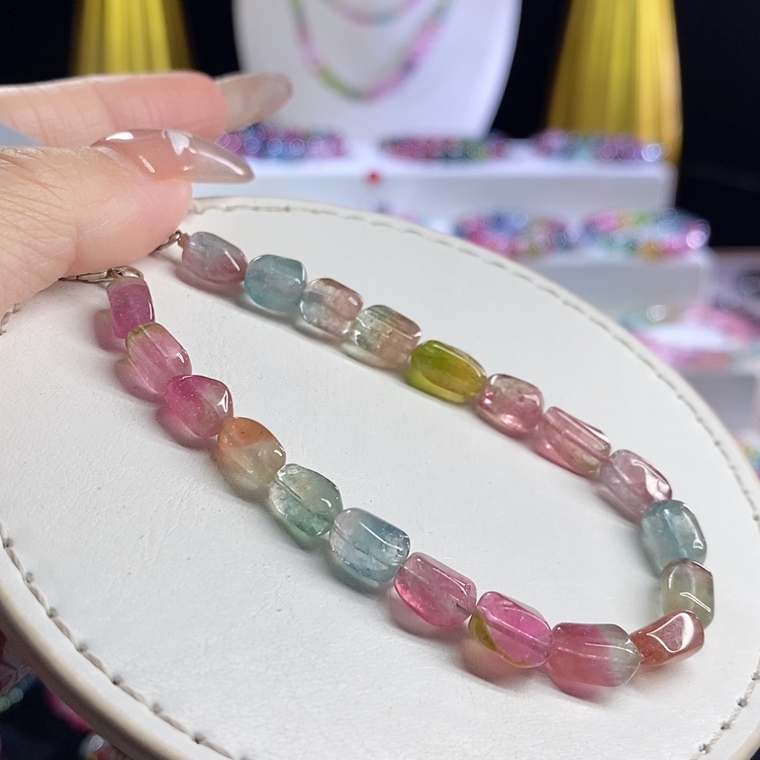 未镶嵌手链碧玺西瓜方糖