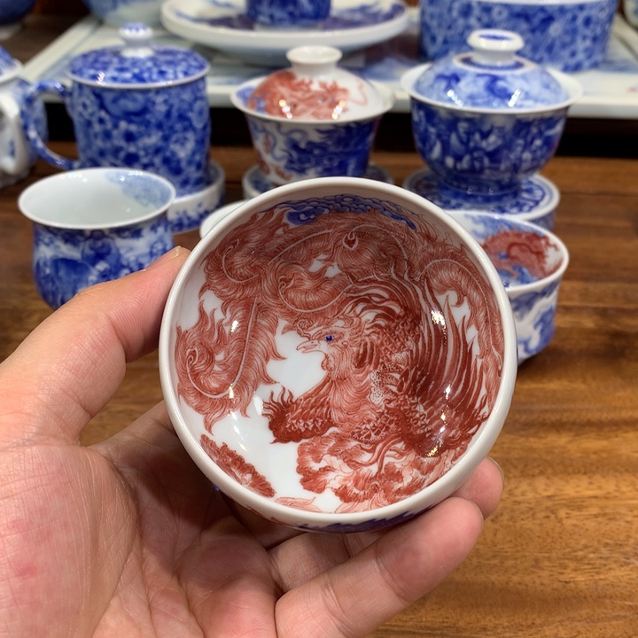 自成堂柴窑 青花釉里红