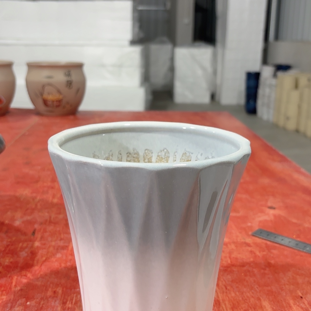 陶瓷花盆渐变灰小蛮腰口径16高度17