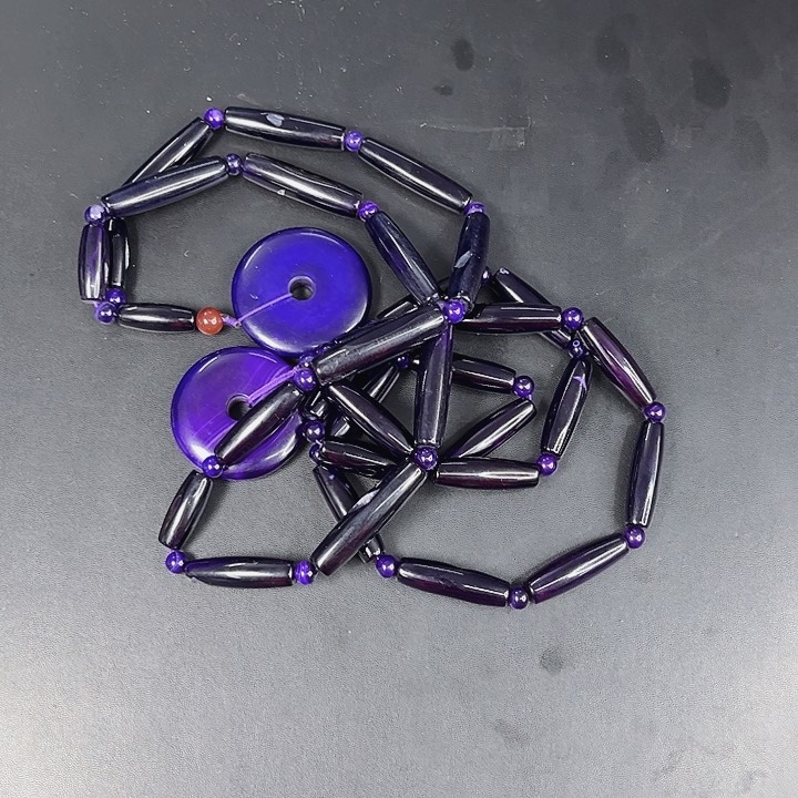 玛瑙项链未镶嵌T99紫龙醇平安扣老玛瑙项链发其一