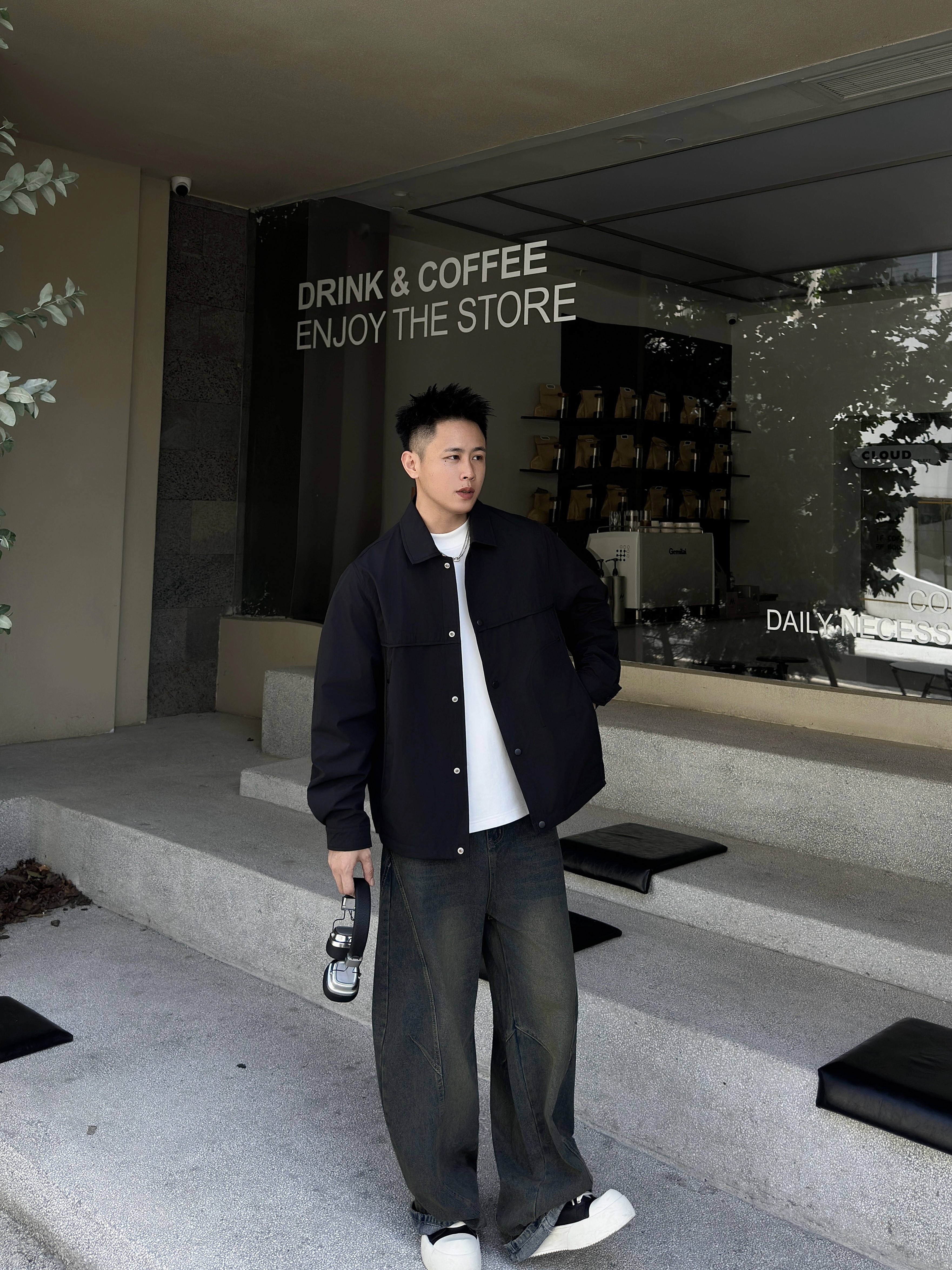 秋冬新款男士外套时尚美式复古加绒加厚休闲翻领夹克男百搭上衣
