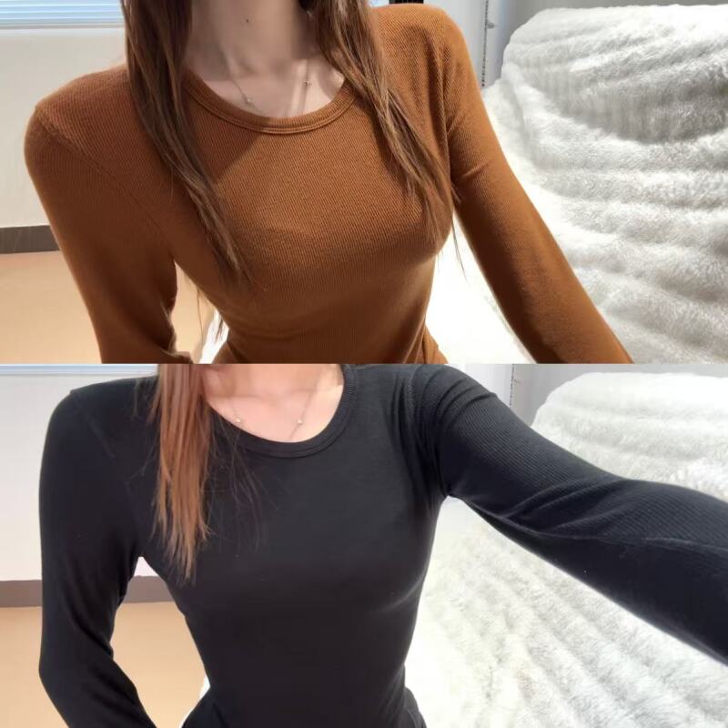 秋季新款韩系修身显瘦长袖针织衫女内搭打底衫百搭紧身T恤