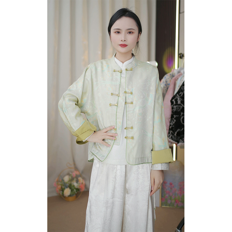 彩凤-宋锦桑蚕丝女显瘦遮肉女上衣外套