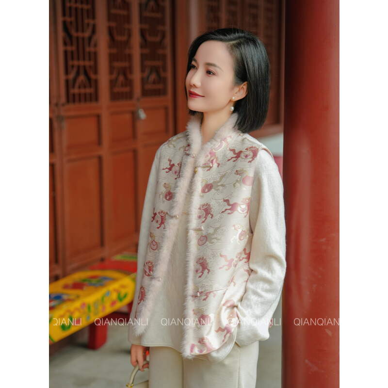 QIAN【小马宝莉】100%桑蚕丝宋锦织金马甲