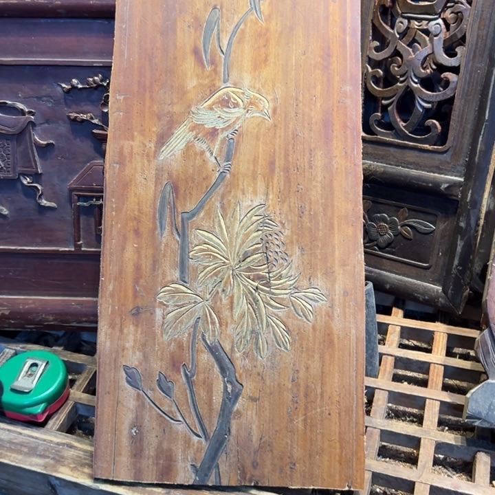 等***奖香榧木老木雕花板艺术