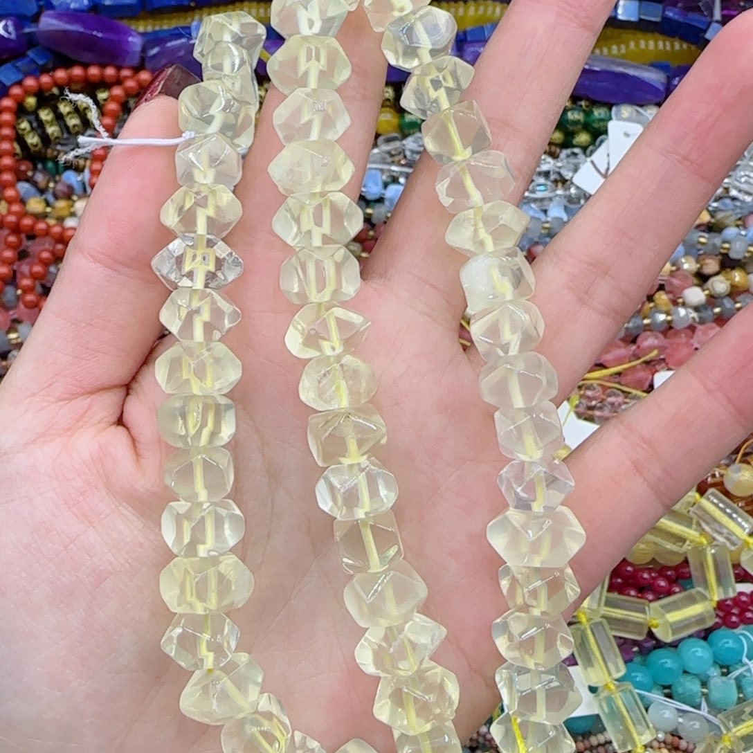 玛瑙/玉髓珠宝半成品未镶嵌柠檬晶冲角一条卡十