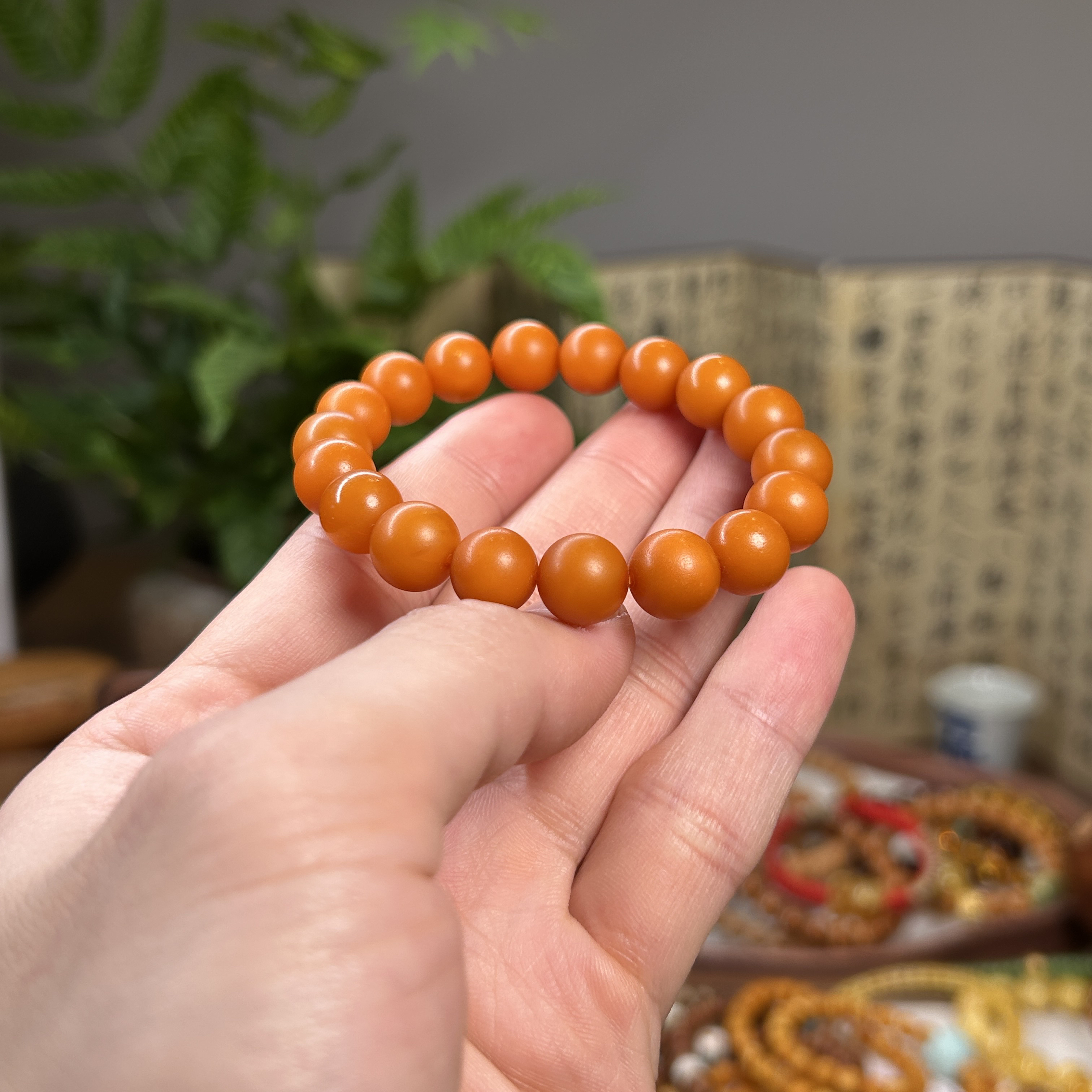 「老蜡橘皮“橘子精”」｜ 老蜡圆珠 9-10mm 单圈手串