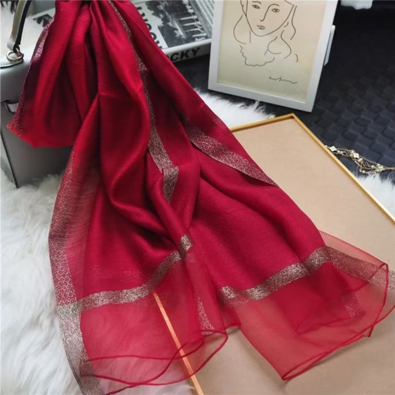 Y008大红【光板羊毛】70*180桑蚕丝羊毛简约女士丝巾