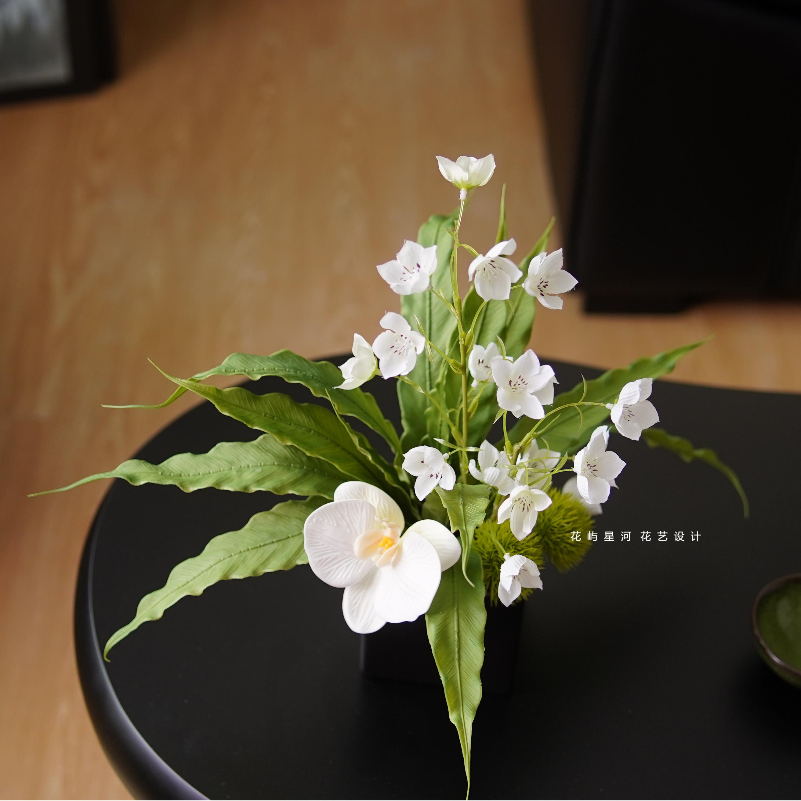 花屿星河|设计师 仿真花艺铃兰白绿色清新花束小盆栽绿植家居装饰