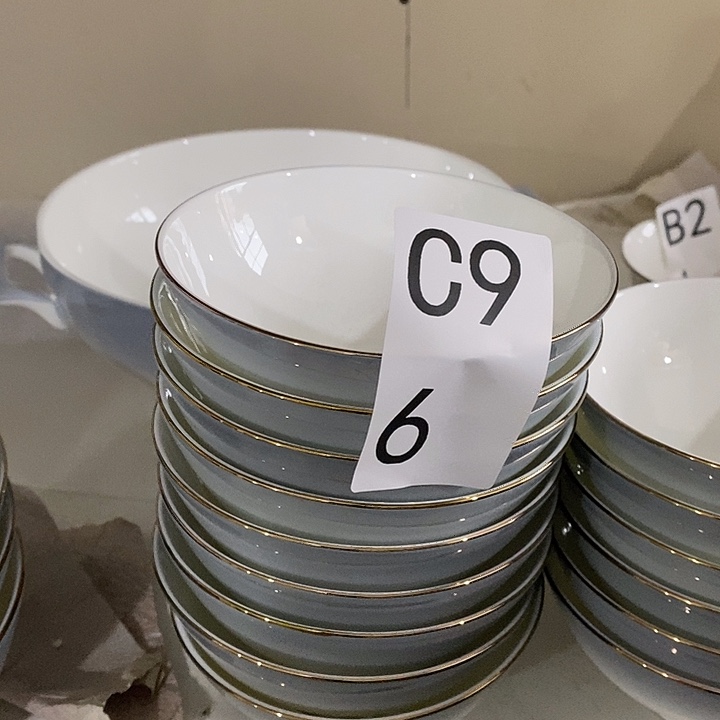 瓷四**萏十个渐变灰饭碗c96