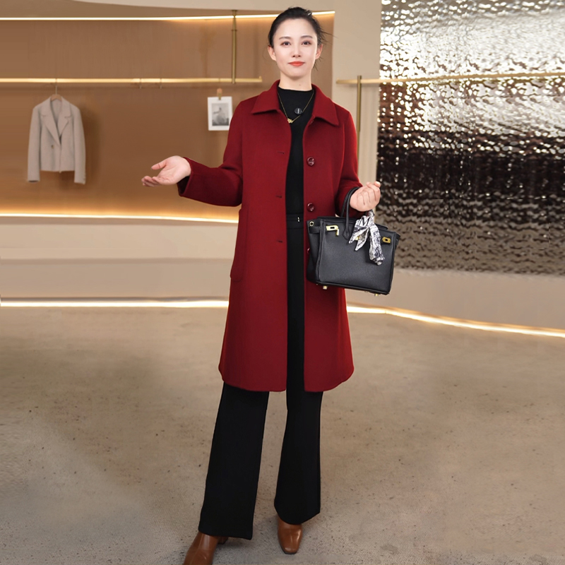 【100%纯羊毛】秋冬新款双面羊毛大衣小个子气质百搭显瘦外套-108