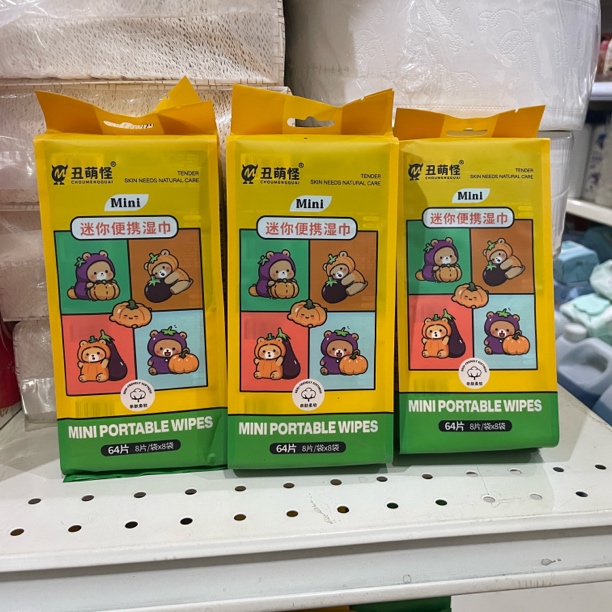 丑萌怪（3包装）迷你便携手口清洁出行方便小包湿巾