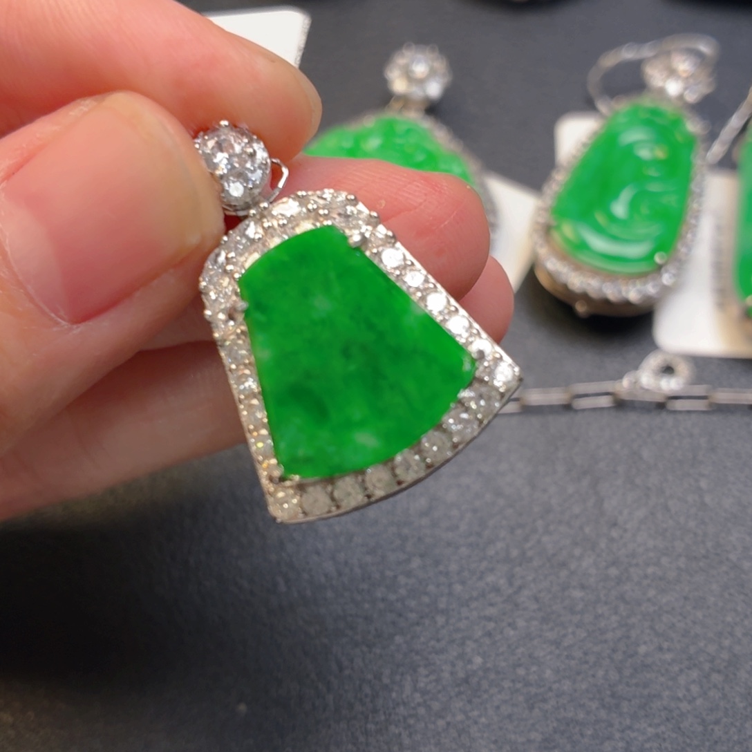 翡翠银S925镶嵌吊坠(不含链)