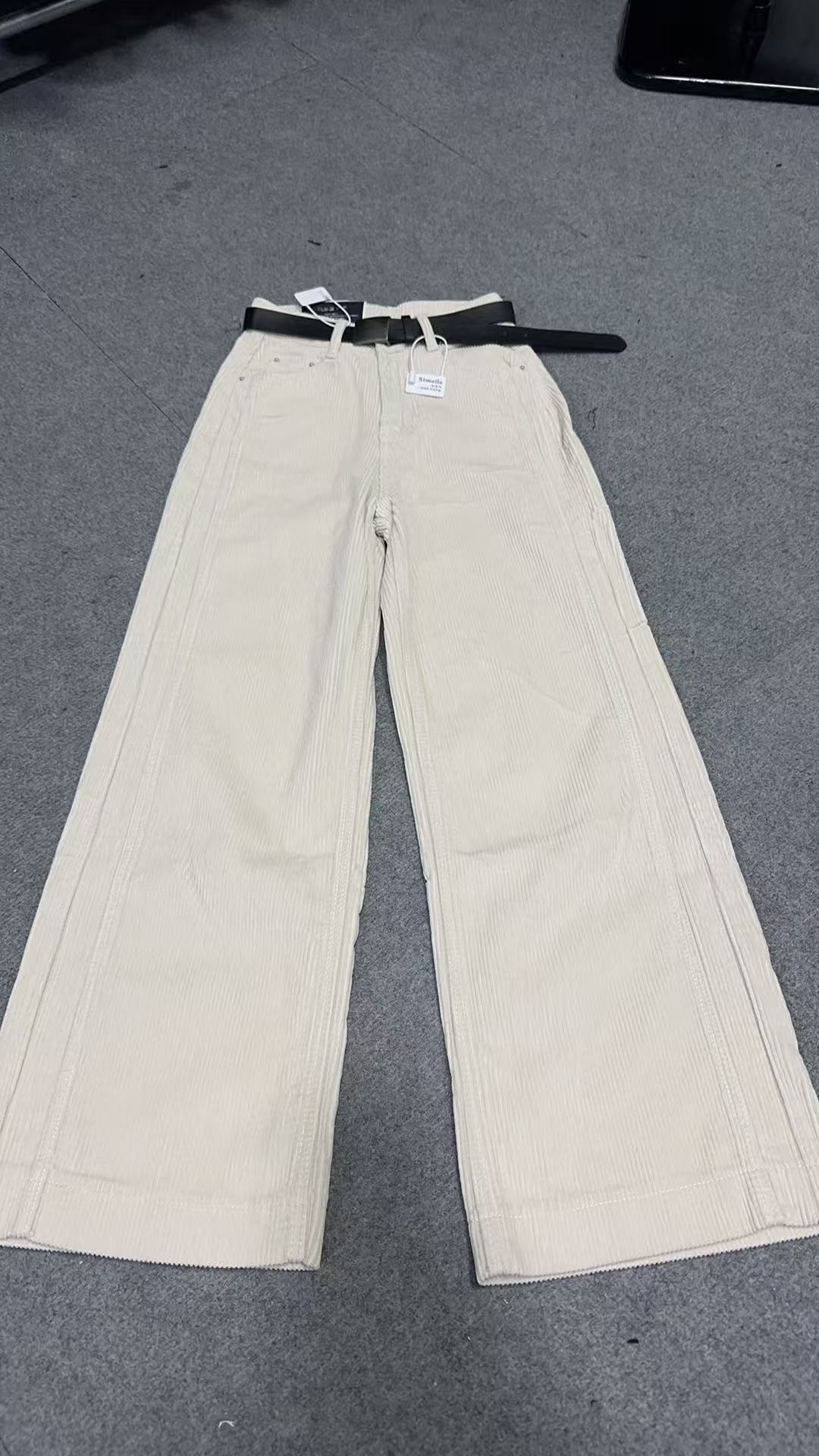 【9号89399杏色】2025冬季新款休闲灯芯绒美腿线时尚宽松直筒裤