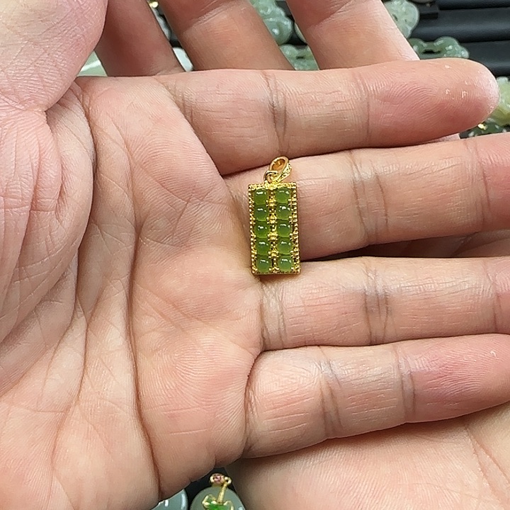 和田玉吊坠(不含链)银S925镶嵌