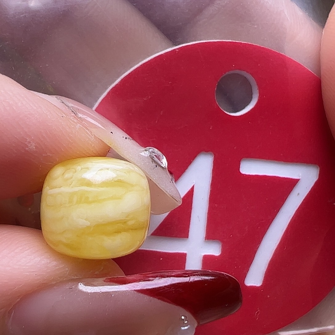 蜜蜡未镶嵌珠宝奇石10mm金瓷白虎皮老型