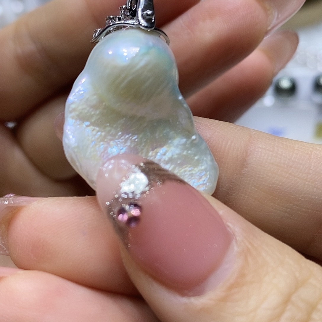 淡水珍珠吊坠银S925镶嵌