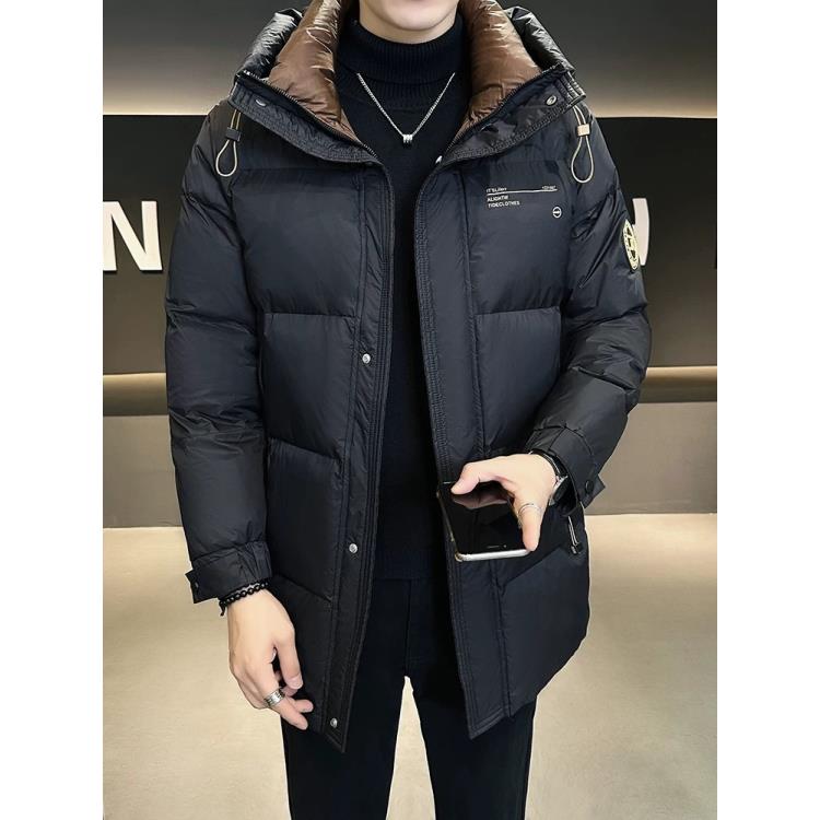 冬季新款中长款时尚简约休闲户外百搭连帽加厚保暖外套#3964