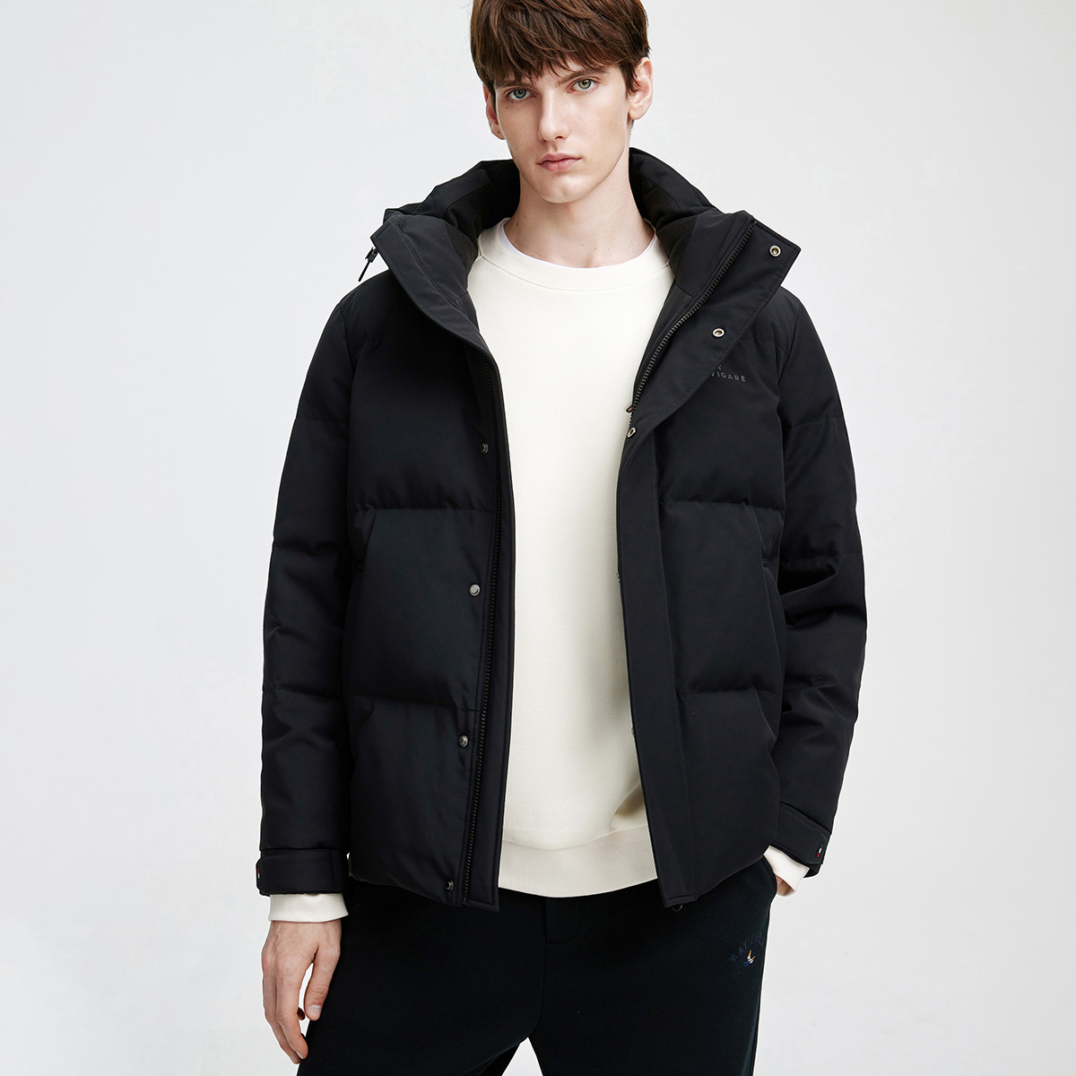 [三防拒水防潮]navigare意大利小帆船90绒连帽羽绒服厚款男士外套