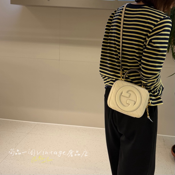 95新 GUCCI/古驰 尚品一阁/白色相机包 清