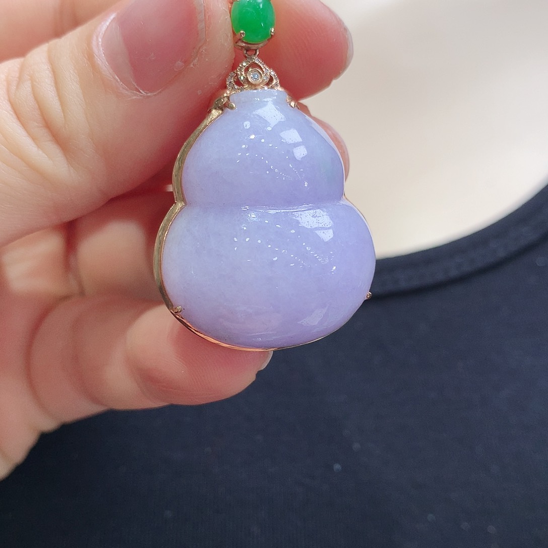 翡翠颈饰18K金镶嵌葫芦