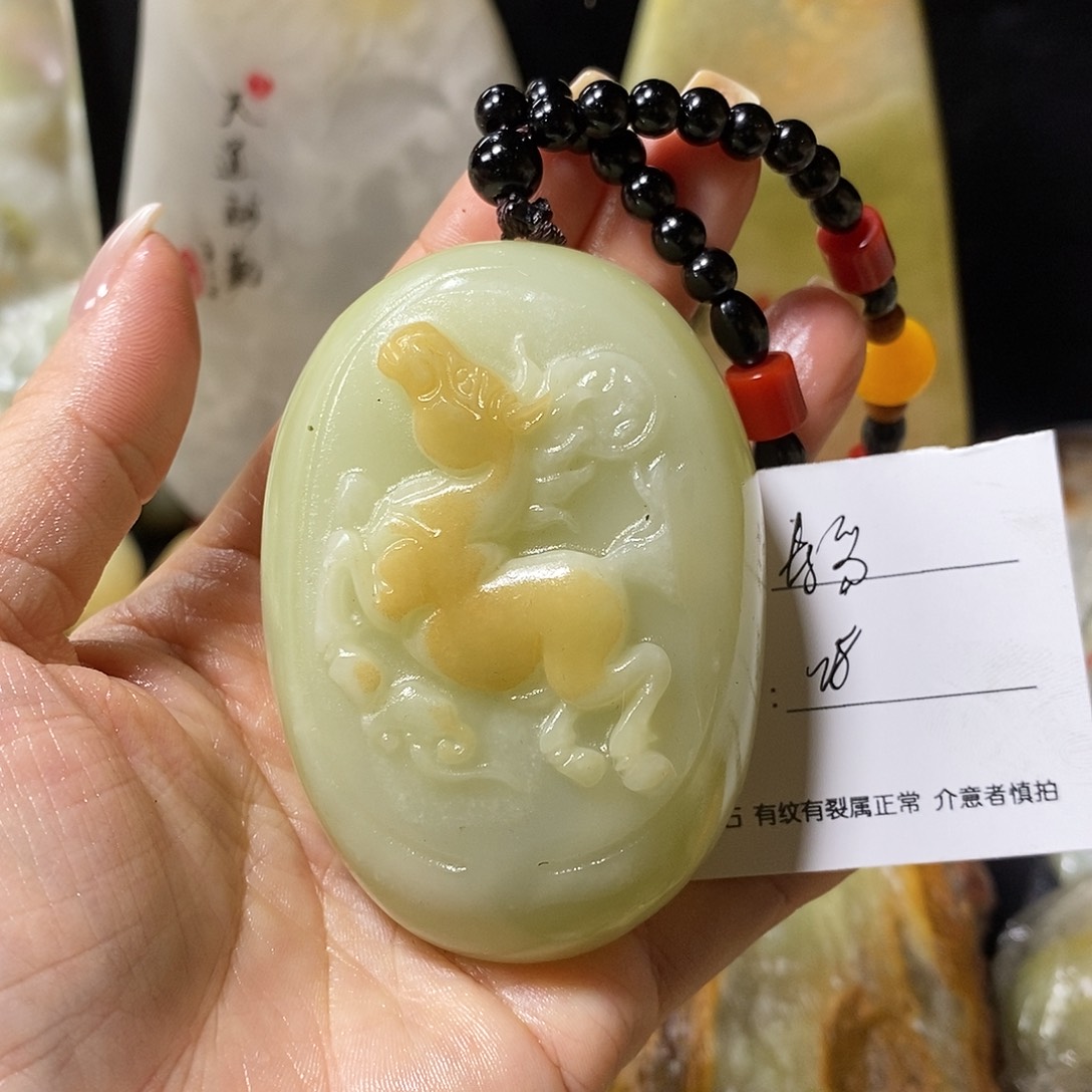 石材寿*古青石手把件