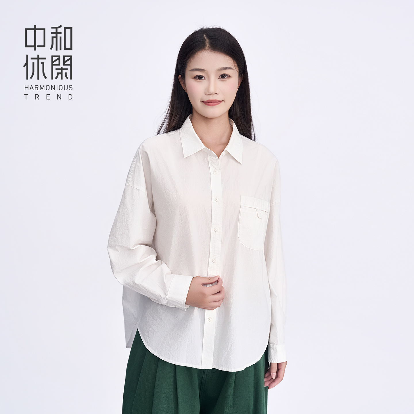 中和休闲商场同款时尚宽松休闲衬衫女秋季新款2025高级感长袖衬衣