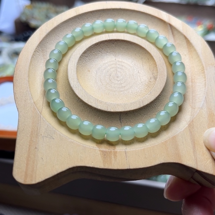 和田玉未镶嵌手链6mm高冰晴水直切