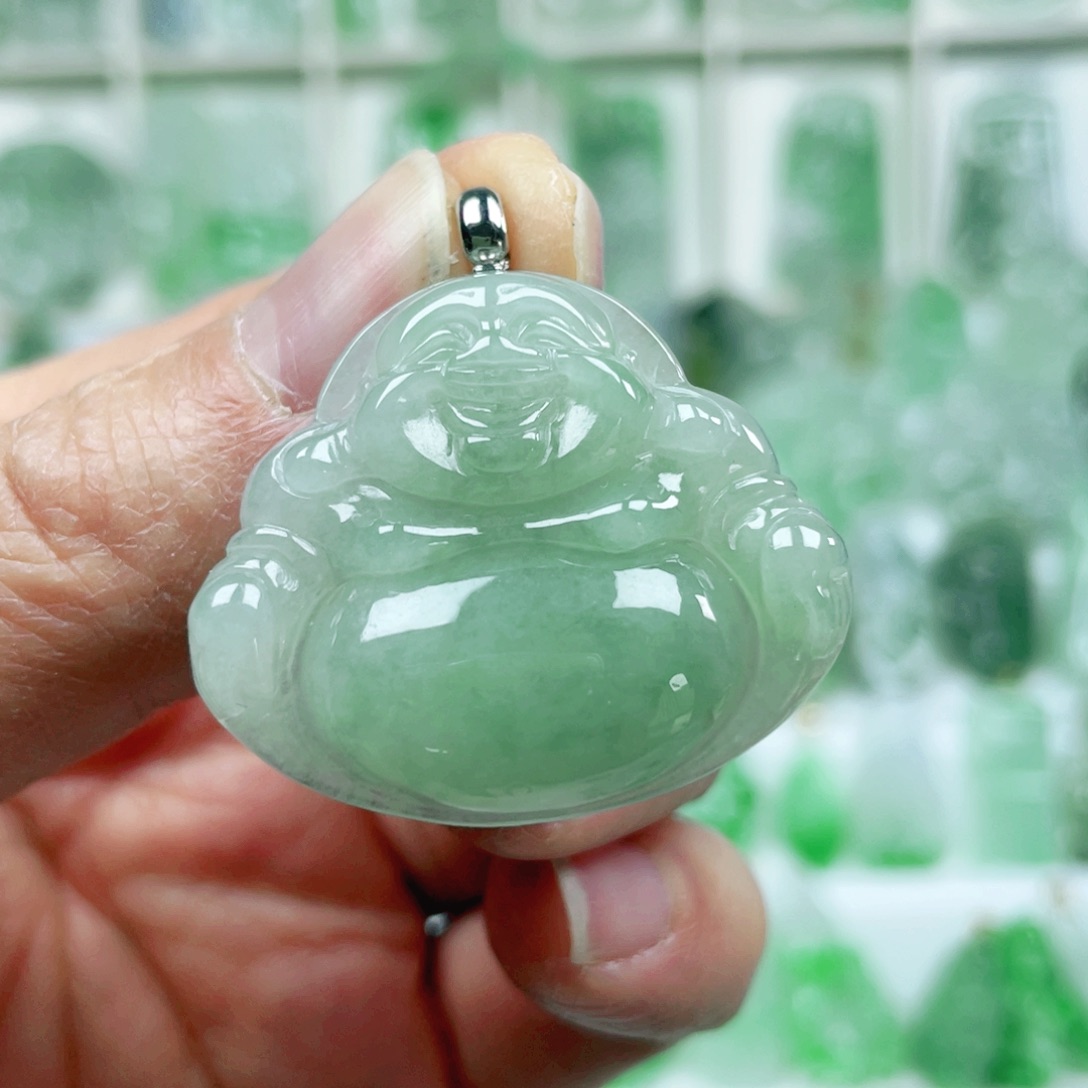 翡翠吊坠(不含链)18K金镶嵌