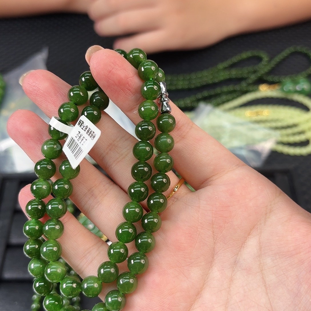 H****和田玉未镶嵌颈饰碧玉妈妈链卡8